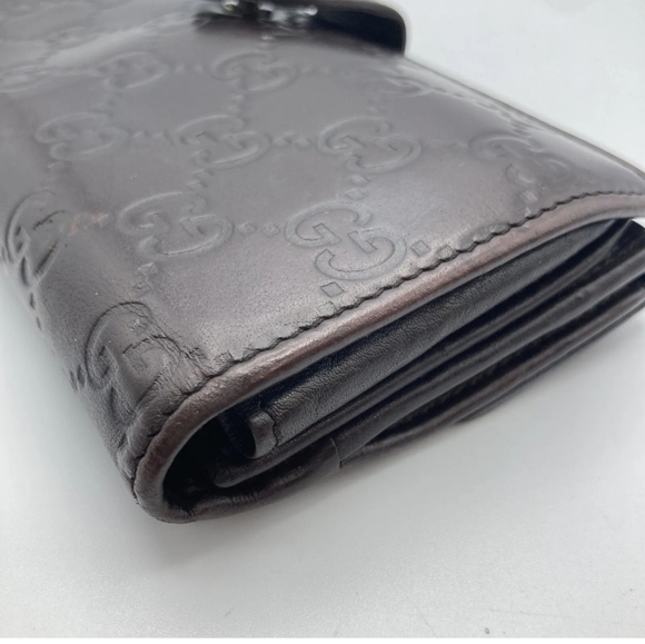 🤎🔹️GUCCI 🔹️ Leather long wallet Italy Guccissima heart Brown ✨️ - Picture 5 of 12